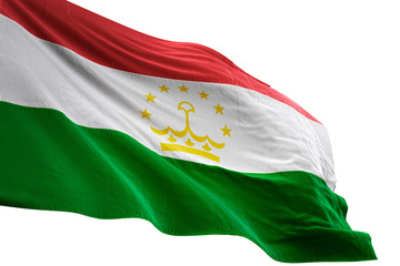 Tajikistan flag waving isolated white background 3D illustration