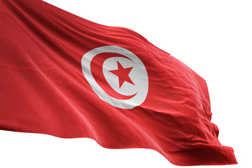Tunisia flag waving isolated white background 3D illustration