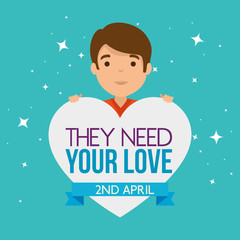 kid with heart and autism message campaign