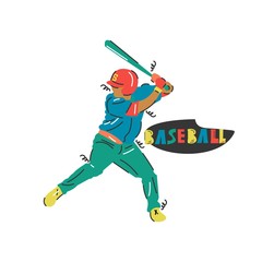 Obraz premium Handdrawn vector illustration with a baseball player. Sketch design.