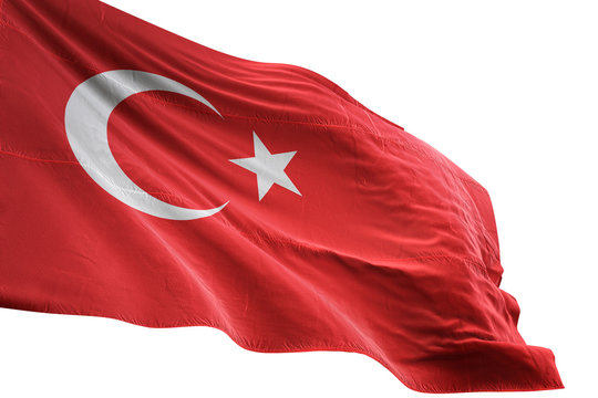 Turkey Flag Waving Isolated White Background 3D Illustration