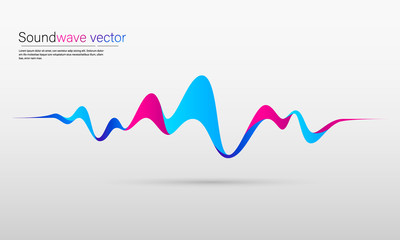 Vector abstract background with a colored dynamic waves, line and particles. Vector Illustration waveform.