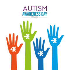 Obraz premium hands up with puzzle to autism day