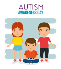 Fototapeta na wymiar children together to autism awareness day