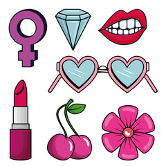 set fashion pop art graphic style