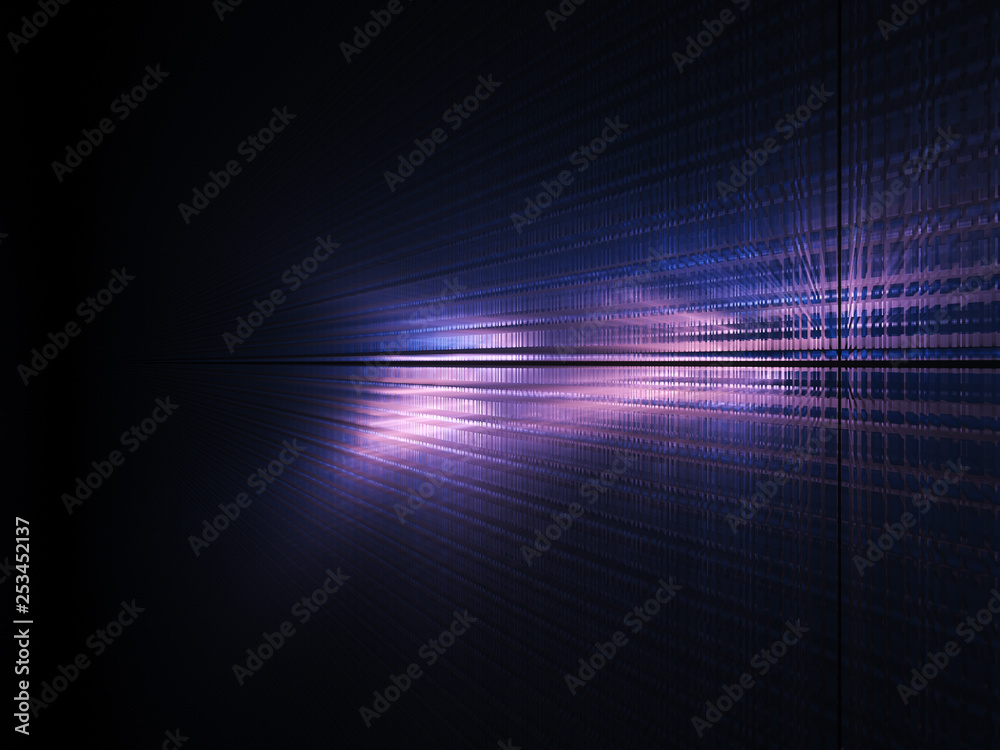 Fototapete Abstract violet on black background element. Fractal graphics 3d illustration. Science or technology concept.