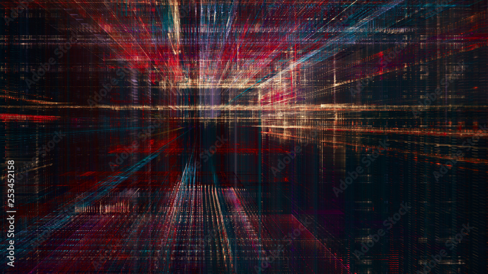 Poster abstract background. digital data visualization. 3d illustration based on fractal graphics.