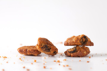 close up cookie isolated on white background in the studio.