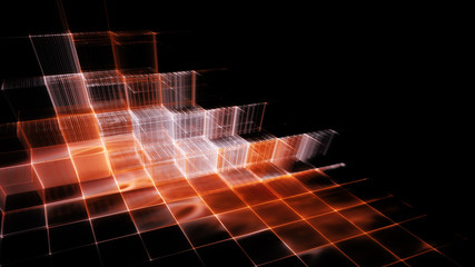 Abstract red on black background element. Fractal graphics 3d illustration. Science or technology concept.