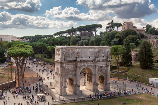 Arch of Constantine from the Colosseum in Rome