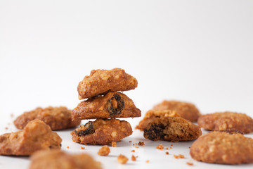 close up cookie isolated on white background in the studio.