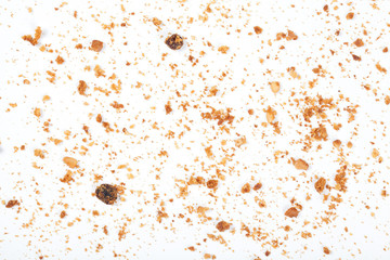 Background of Cookie scraps isolated on white background.