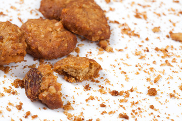 close up cookie isolated on white background in the studio.