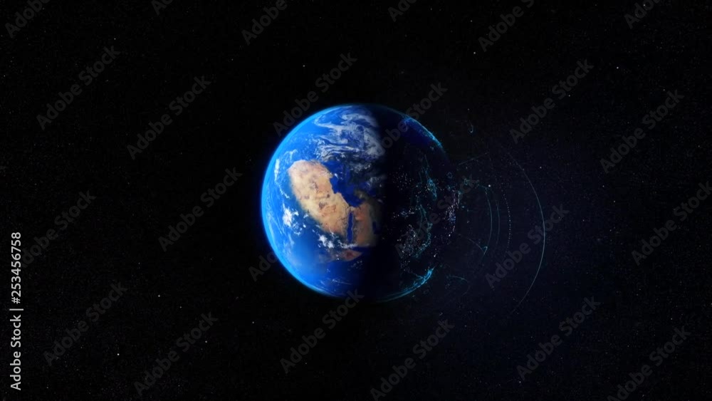 Poster abstract animation of digital earth globe rotating with digital data globe loop and data network. te
