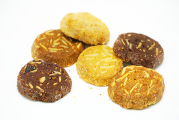 Group of cookies on white background