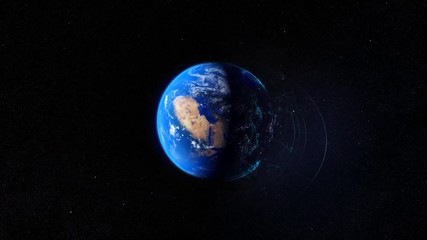 Abstract animation of digital Earth Globe rotating with digital data globe loop and data network. Technology of the future.