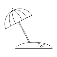 sun umbrella on beach in black and white