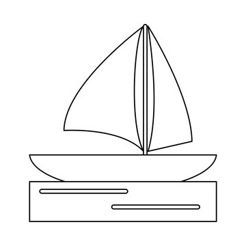sailboat on the sea symbol in black and white