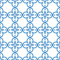 Vintage seamless pattern in Portugal style azulejo