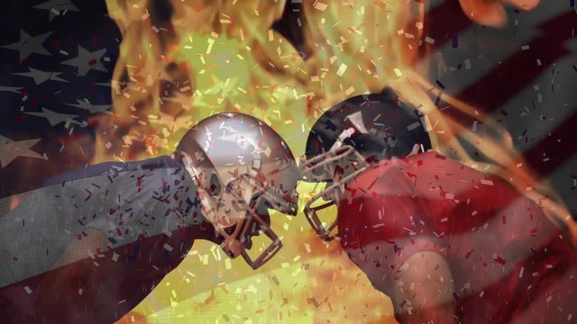  Composite image of rival american football players 