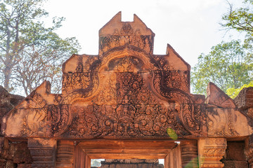 Relief depicting god Indra riding three headed elephapnt on the east entrance gate (gopuram) to...