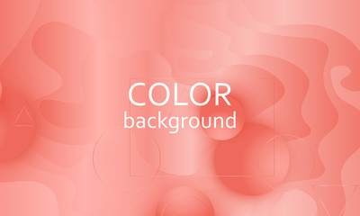 Coral color background. Fluid shapes pattern.