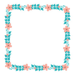 Vector illustration invitation card decoration element with blue leafy flower frames hand drawn