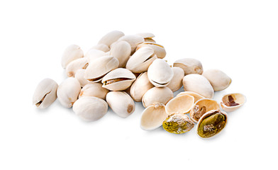 pistachioes isolated on white background
