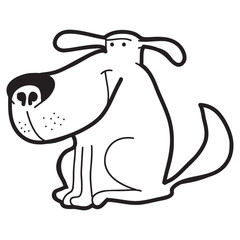 Cartoon doodle illustration of cute dog for coloring book, t-shirt print design, greeting card