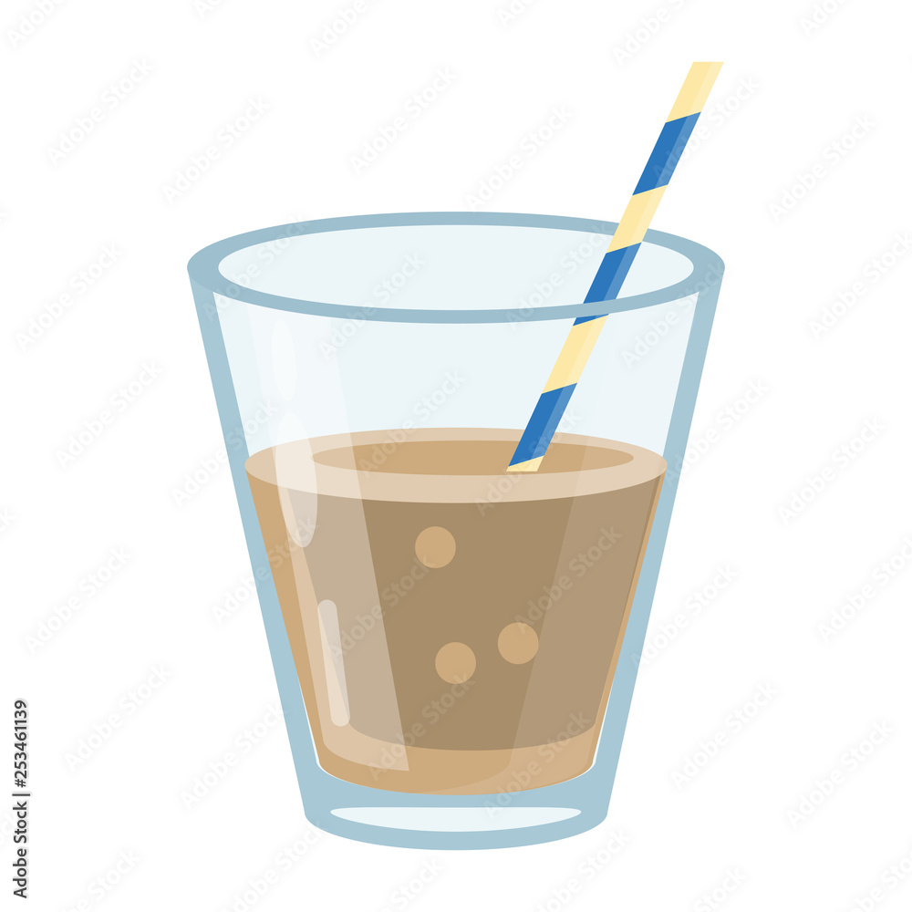 Poster Chocolate drink in cup with straw