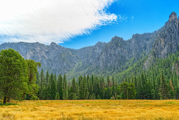 Yosemite Valley. Magnificent national American natural park - Yosemite.