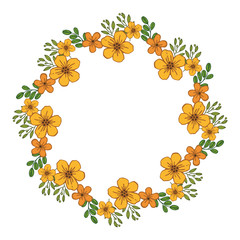 Vector illustration orange wreath frame with greeting card decor hand drawn