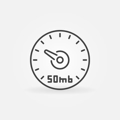 Speed Test vector linear icon. 50 Mb Internet Speed concept symbol in thin line style