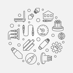 Vector Optical Fiber round concept minimal illustration in outline style