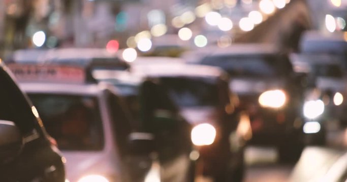 Traffic jam and rush hour in Vietnam. Slow moving traffic with a lots of vehicles transport on the road in office hours. Stock footage defocus of urban infrastructure problem, traffic congestion asia