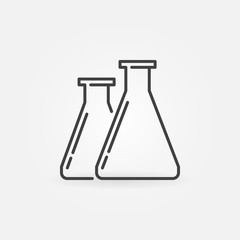 Conical flasks linear icon. Vector chemistry glassware concept outline symbol