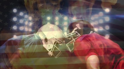 American football players standing face to face in football stadium - Powered by Adobe