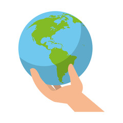 Hand holding world earth