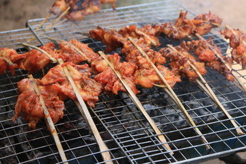 Roast chicken cart on the street