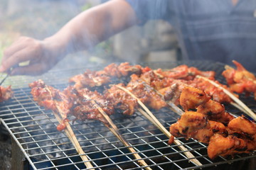 Roast chicken cart on the street