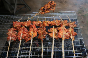 Roast chicken cart on the street