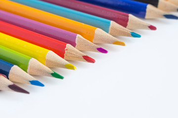 Colored pencils, on white background with shadow