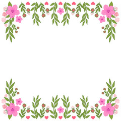 Obraz na płótnie Canvas Vector illustration beautiful pink flower frame design with background hand drawn