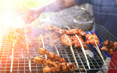 Roast chicken cart on the street