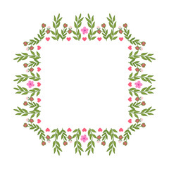 Vector illustration beautiful pink flower frame design with background hand drawn