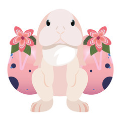 cute bunny and eggs painting easter
