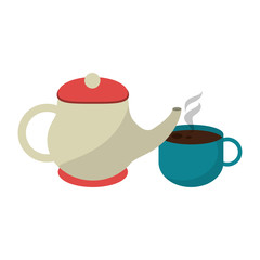 Hot coffee kettle and cup