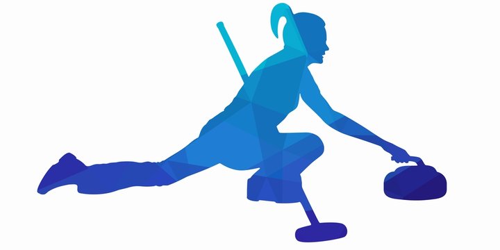illustration of figure curling player , vector draw