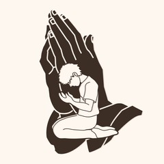 Man prayer, Praise to the Lord, Double exposure graphic vector