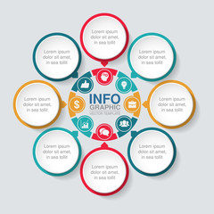 Vector infographic template forcirculxr diagram, graph, presentation, chart, business concept with 8 options.